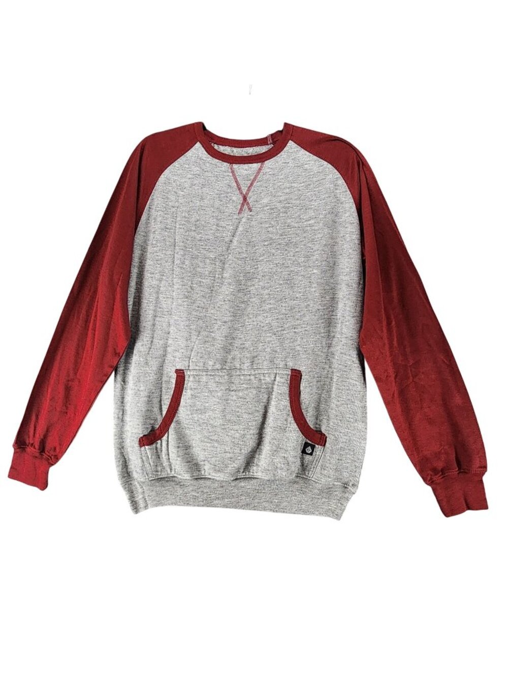 Swiss Cross Shirt Womens Medium Gray Red Long Sleeve Pullover Sweatshirt